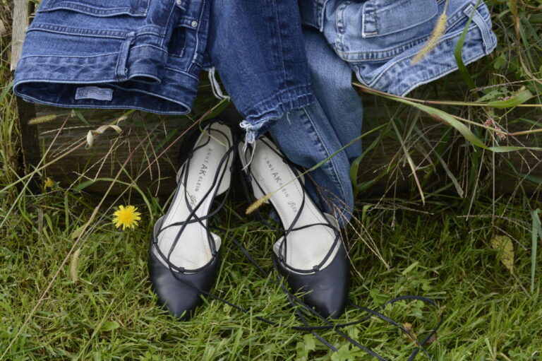 Jeans and ballet shoes that I gave away when I decluttered my closet