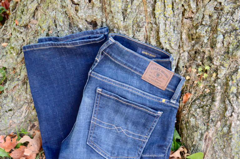 Jeans leaning against a tree