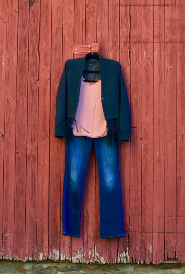 Fringe Jacket + Camisole + Jeans