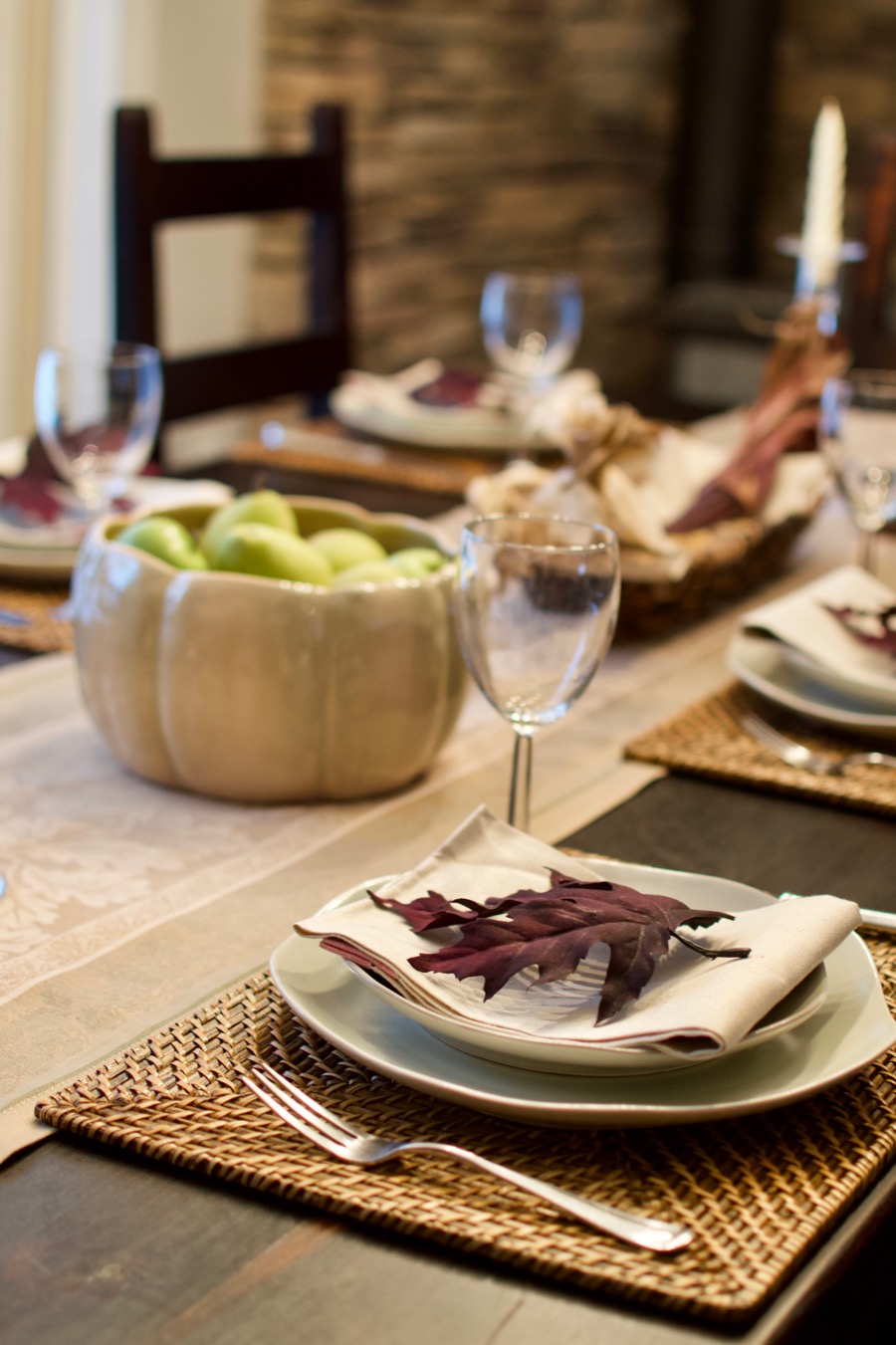 Fall Tablescape Place Setting & Pumpkin Bowl