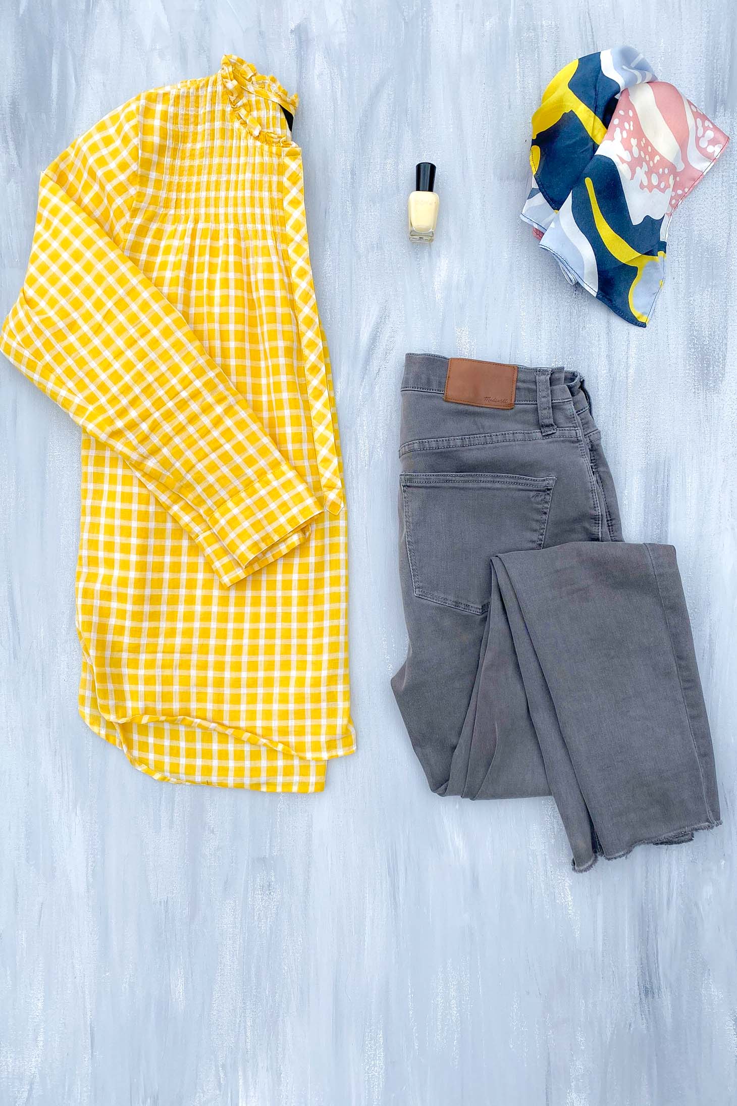 2020 Color Combinations: Yellow, Gray And Pink. Brighten up spring showers with a deep, sunny yellow or butter yellow.  Add a pop of pink.  #fashion #style #colortrends