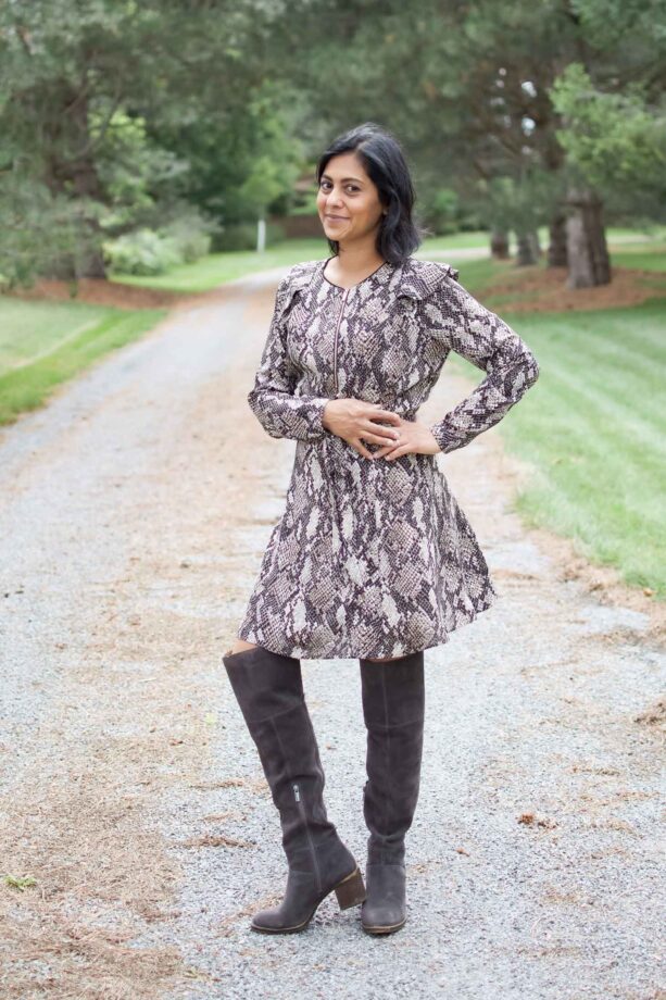 Snakeskin Print Dress With Boots | Fashionipa