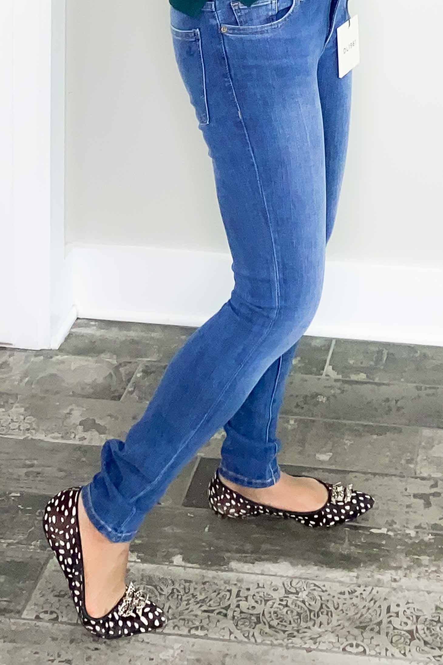 DL1961 Florence Skinny Jeans with Black/White Leopard Flats
