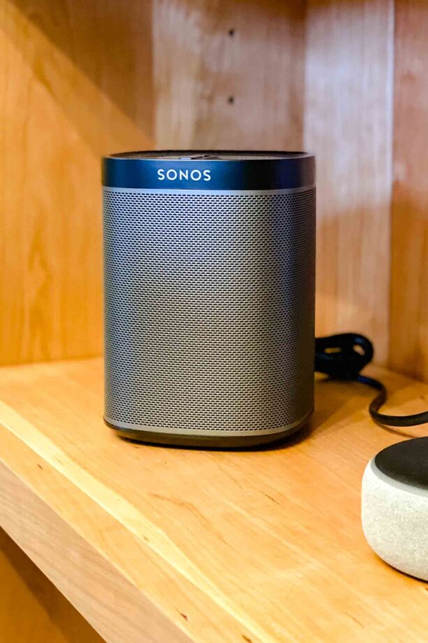 Sonos speaker on shelf