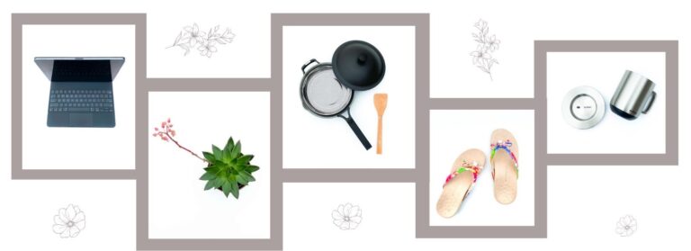 Images of Mother's Day gifts; iPad, succulent, Always pan, sandals, Ember mug.