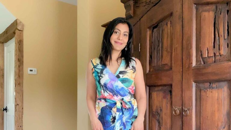 Fashionipa wearing a floral wrap dress