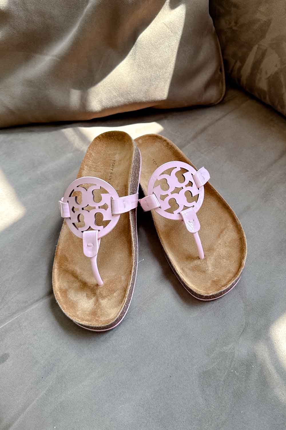 Image of Tory Burch Miller Cloud Sandals in pink.  