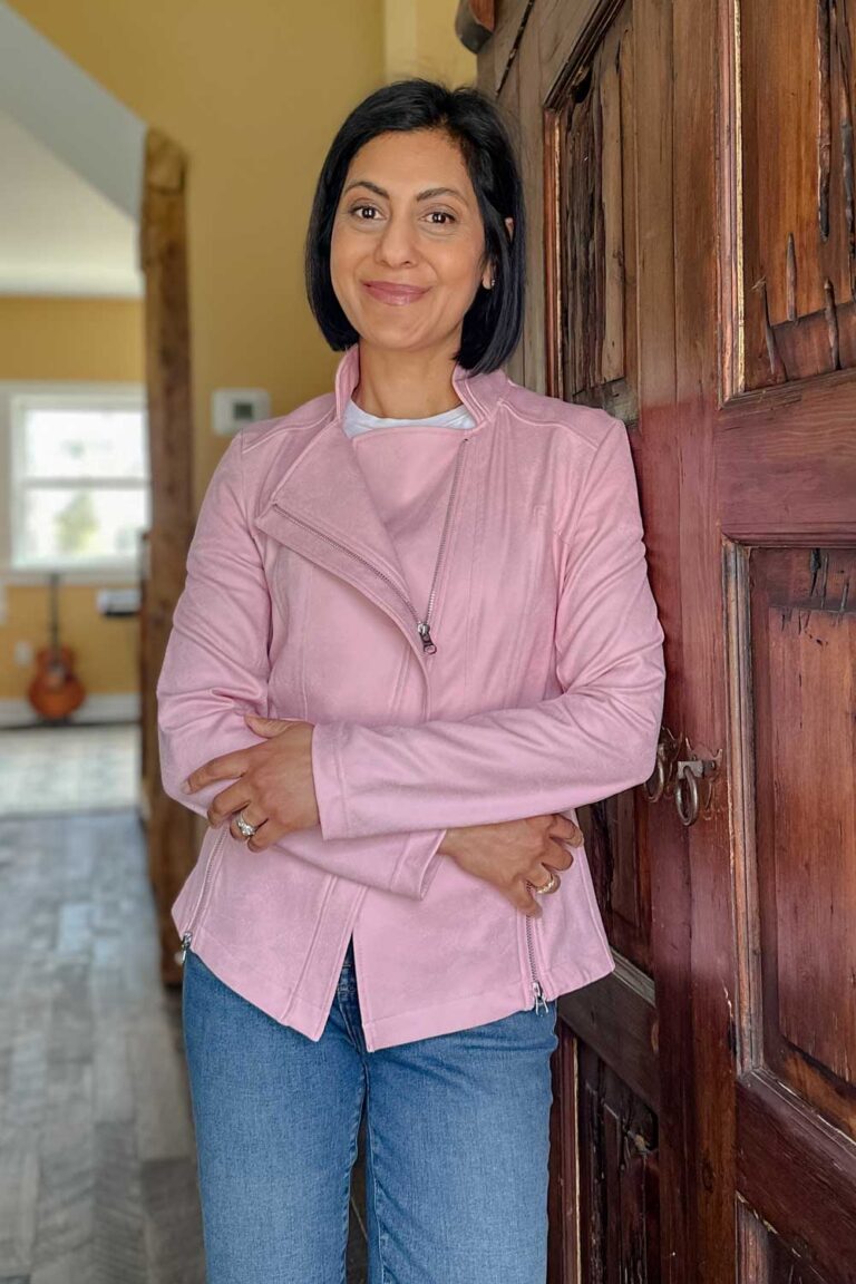 Fashionipa (Nipa) wearing the Liquid Leather™ Signature Jacket in Pink.