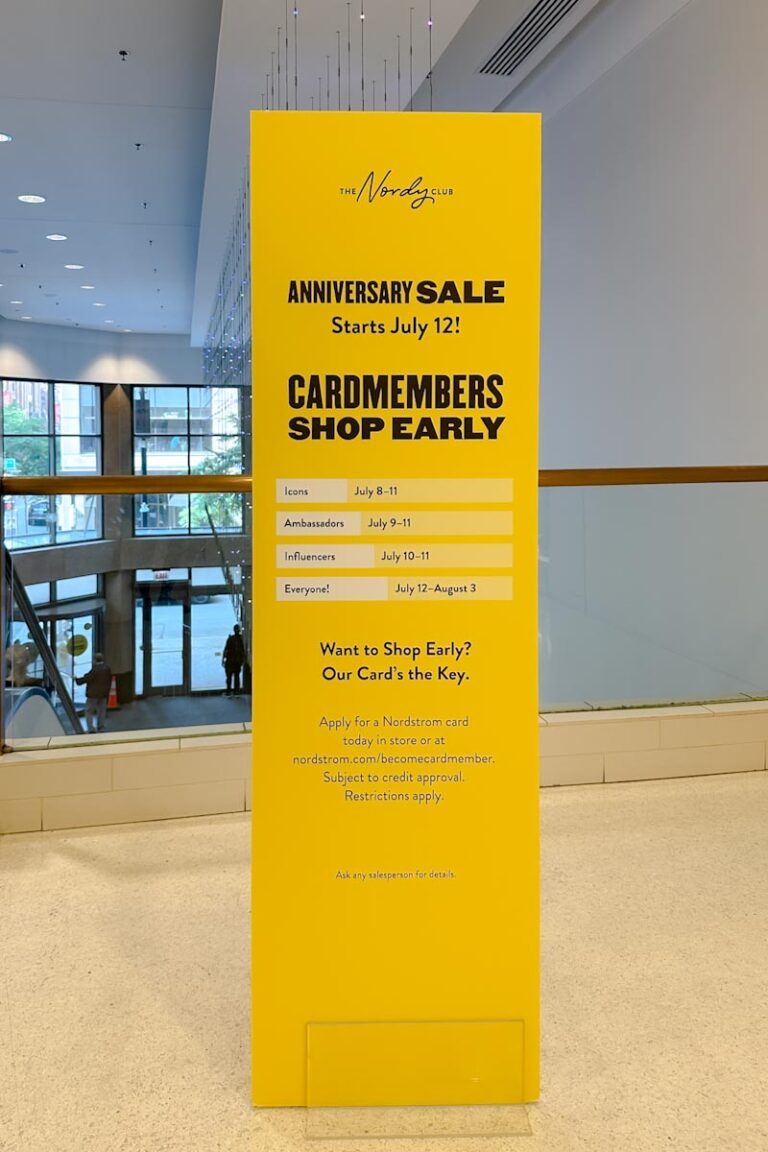 Image of a 2025 Nordstrom Anniversary Sale display with dates for the sale